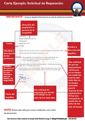 Sample Repair Request Letter - Spanish