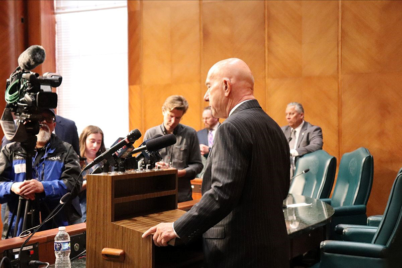 Mayor Whitmire Speaking at the Podium