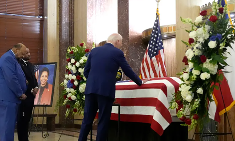 President Biden at Sheila Jackson Lee's casket