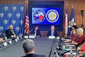 Mayor Whitmire and County Judge Hidalgo at the Table